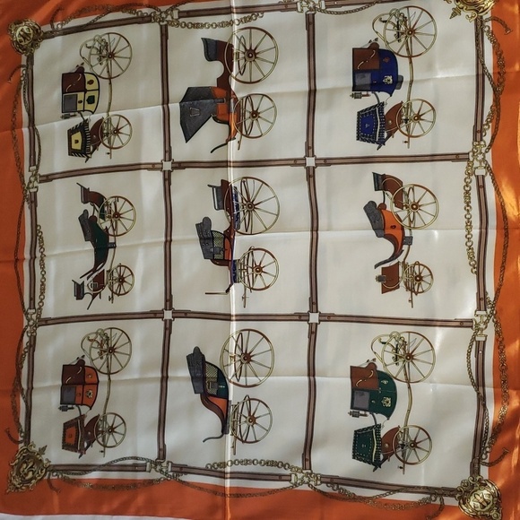 R-1193- Women's Scarf Orange Cream Blue Brown Green Colors NWT - Picture 1 of 11